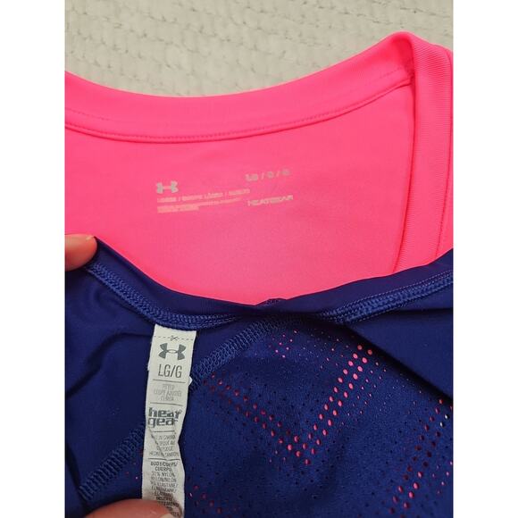 Under Armour Shirt Womens Large Pink & Blue Active Performance Short Sleeve - Picture 6 of 8